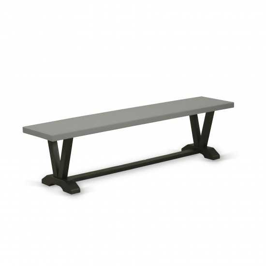 V-Style 15X72 In Dining Bench With Wirebrushed Black Leg And Cement Top Finish