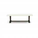 V-Style 15X60 In Dining Bench, Distressed Jacobean 418 Leg And Linen White Top