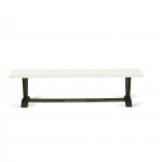 V-Style 15X72 In Dining Bench, Distressed Jacobean 418 Leg And Linen White Top