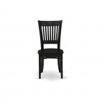 5Pc Dinette Set4 Dining Chair, Wooden Seat, Slatted Chair Back Drop Leaves Table Black Finish