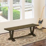 V-Style 15X60 In Dining Bench, Distressed Jacobean 418 Leg, Distressed Jacobean 418 Top Finish