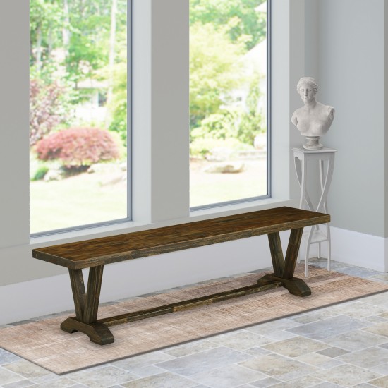 V-Style 15X72 In Dining Bench, Distressed Jacobean 418 Leg, Distressed Jacobean 418 Top Finish