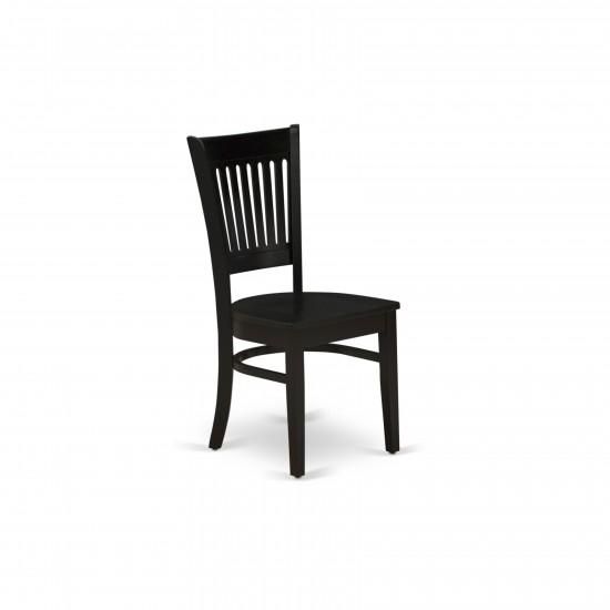 5Pc Kitchen Dining Set4 Wooden Chair, Wooden Seat, Slatted Chair Back Drop Leaves Round Table Black Finish