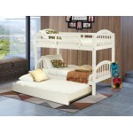 Verona Twin Bunk Bed In White Finish With Convertible Trundle & Drawer