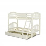 Verona Twin Bunk Bed In White Finish With Convertible Trundle & Drawer