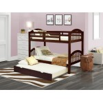 Verona Twin Bunk Bed In Java Finish With Convertible Trundle & Drawer