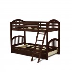 Verona Twin Bunk Bed In Java Finish With Convertible Trundle & Drawer