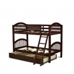 Verona Twin Bunk Bed In Java Finish With Convertible Trundle & Drawer