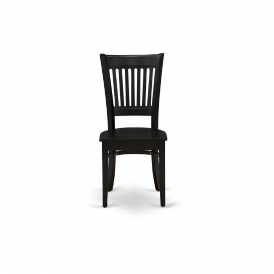 3Pc Dining Set2 Chair, Table Wooden Seat, Slatted Chair Back Black Finish
