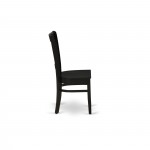 3Pc Dining Set2 Chair, Table Wooden Seat, Slatted Chair Back Black Finish