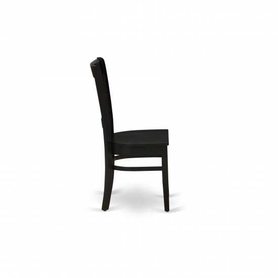 3Pc Dining Set2 Chair, Table Wooden Seat, Slatted Chair Back Black Finish