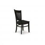 3Pc Dining Set2 Chair, Table Wooden Seat, Slatted Chair Back Black Finish