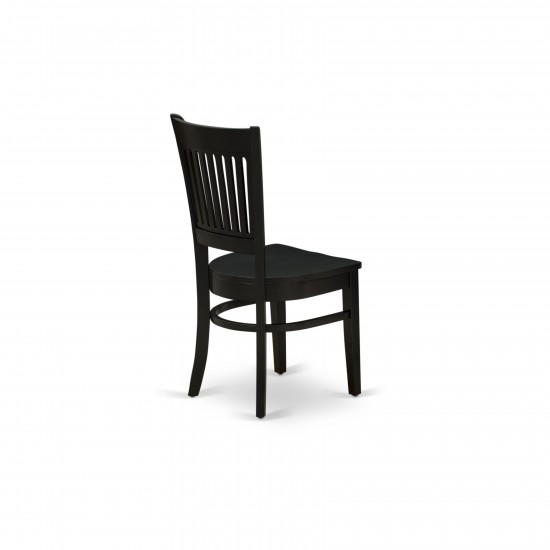 3Pc Dining Set2 Chair, Table Wooden Seat, Slatted Chair Back Black Finish