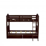 East West Furniture Verona Twin Bunk Bed In Java Finish With Under Drawer