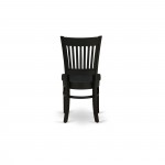 3Pc Dining Set2 Chair, Table Wooden Seat, Slatted Chair Back Black Finish
