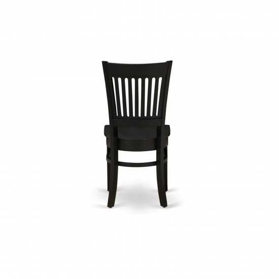 3Pc Dining Set2 Chair, Table Wooden Seat, Slatted Chair Back Black Finish