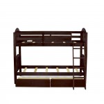 East West Furniture Verona Twin Bunk Bed In Java Finish With Under Drawer