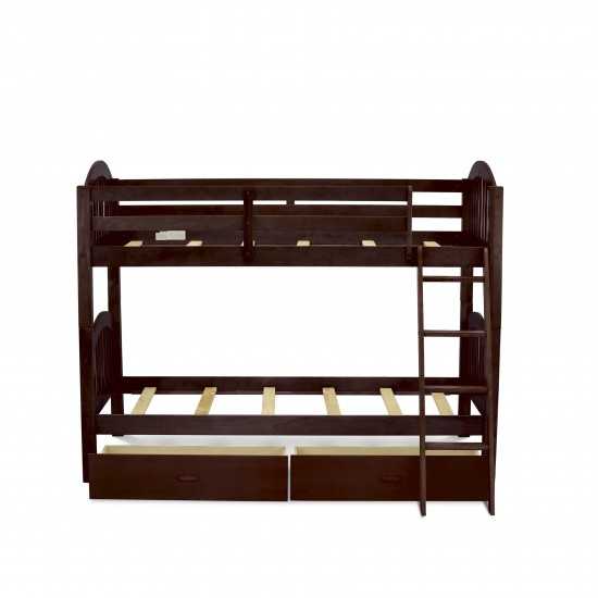 East West Furniture Verona Twin Bunk Bed In Java Finish With Under Drawer
