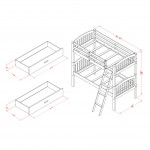 East West Furniture Verona Twin Bunk Bed In Java Finish With Under Drawer