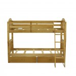 East West Furniture Verona Twin Bunk Bed In Natural Oakwith Under Drawer