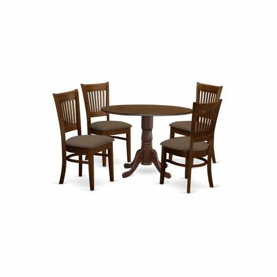 5 Pc Set Dinette Table With 2 Drop Leaves And 4 Seat Chairs