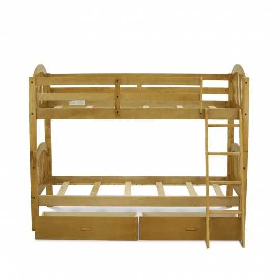 East West Furniture Verona Twin Bunk Bed In Natural Oakwith Under Drawer