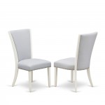 Set Of 2, Upholstered Chair- Parson Chairs, Linen White Wood Frame, Grey Seat