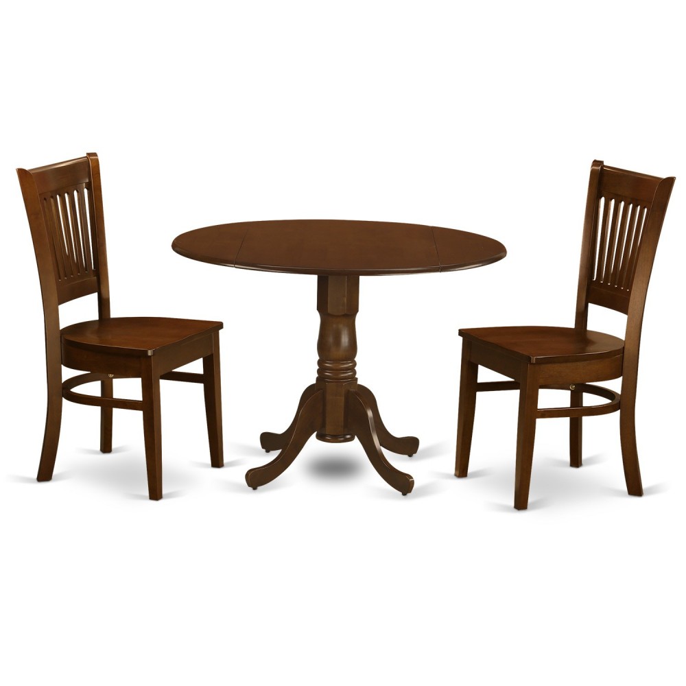 3 Pc 2-Drop-Leaf Table And 2 Wood Seat Chairs