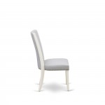 Set Of 2, Upholstered Chair- Parson Chairs, Linen White Wood Frame, Grey Seat