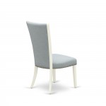 Set Of 2, Dining Chair, Linen White Hardwood Structure, Baby Blue Seat