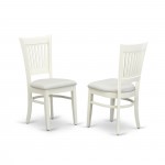 3Pc Dinette Set2 Dining Chair, Round Table Seat, Slatted Chair Back Linen White Finish