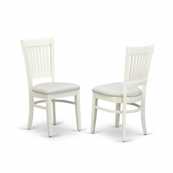 3Pc Dinette Set2 Dining Chair, Round Table Seat, Slatted Chair Back Linen White Finish