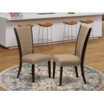 Set Of 2, Upholstered Dining Chair, Mahogany Solid Wood Structure, Fabric Seat