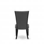 Set Of 2, Dining Room Chairs, Black Wooden Structure, Dark Gotham Grey Seat