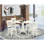 5Pc Kitchen Set4 Chairs, Seat, Slatted Chair Back Drop Leaves Dining Table Linen White Finish