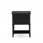 Wood Night Stand, 2 Wood Drawers , Wire Brushed Black Finish