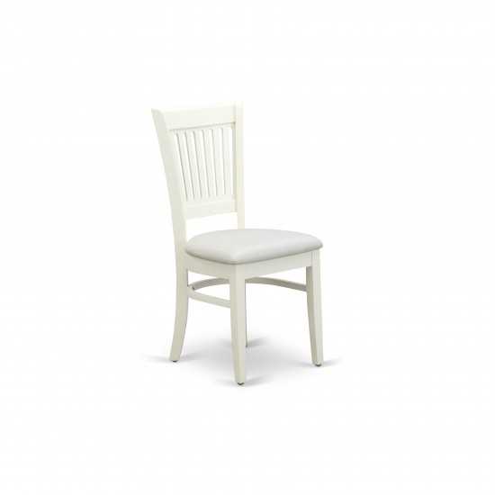5Pc Dining Set4 Dining Chairs, Breakfast Table Seat, Slatted Chair Back Linen White Finish