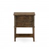 Wood Side Table, 2 Wood Drawers , Distressed Jacobean Finish