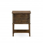 Wood Side Table, 2 Wood Drawers , Distressed Jacobean Finish