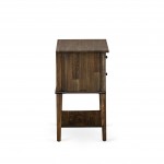 Wood Side Table, 2 Wood Drawers , Distressed Jacobean Finish