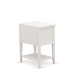 Small Night Stand, 2 Wooden Drawers, Wire Brushed Butter Cream Finish