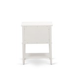 Small Night Stand, 2 Wooden Drawers, Wire Brushed Butter Cream Finish