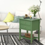 Wooden Nightstand, 2 Wooden Drawers, Clover Green Finish