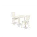 3-Pc Kitchen Dinette Set 2 Wood Dining Chairs, Wood Dining Table, Linen White