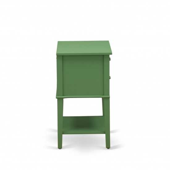 Wooden Nightstand, 2 Wooden Drawers, Clover Green Finish