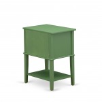 Wooden Nightstand, 2 Wooden Drawers, Clover Green Finish