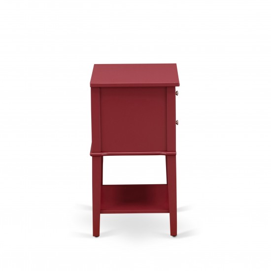 End Table, 2 Wood Drawers , Burgundy Finish