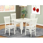 5-Pc Dinette Set 4 Dining Chairs, Drops Leaves Table, Linen White