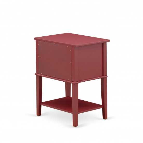 End Table, 2 Wood Drawers , Burgundy Finish