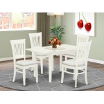 5-Pc Wood Dinette Set 4 Dining Chairs, Butterfly Leaf Table, Linen White